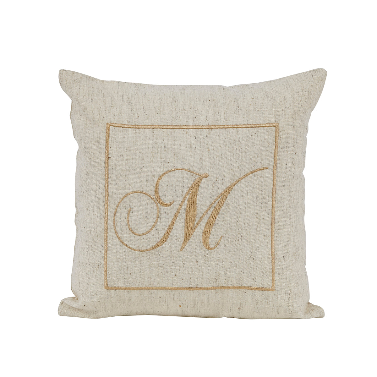 Maspar Machine Embroidery Monogram M/Cotton Flax Cushion Cover Beige