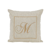 Maspar Machine Embroidery Monogram M/Cotton Flax Cushion Cover Beige