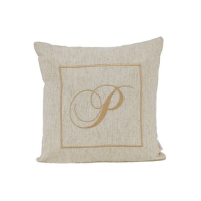 Maspar Machine Embroidery Monogram P/Cotton Flax Cushion Cover Beige