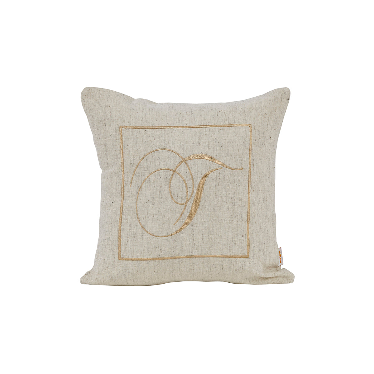 Maspar Machine Embroidery Monogram T/Cotton Flax Cushion Cover Beige