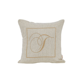 Maspar Machine Embroidery Monogram T/Cotton Flax Cushion Cover Beige