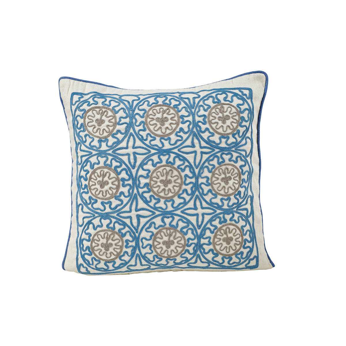 Maspar Chain Stitch Made Line Cushion Cover Blue