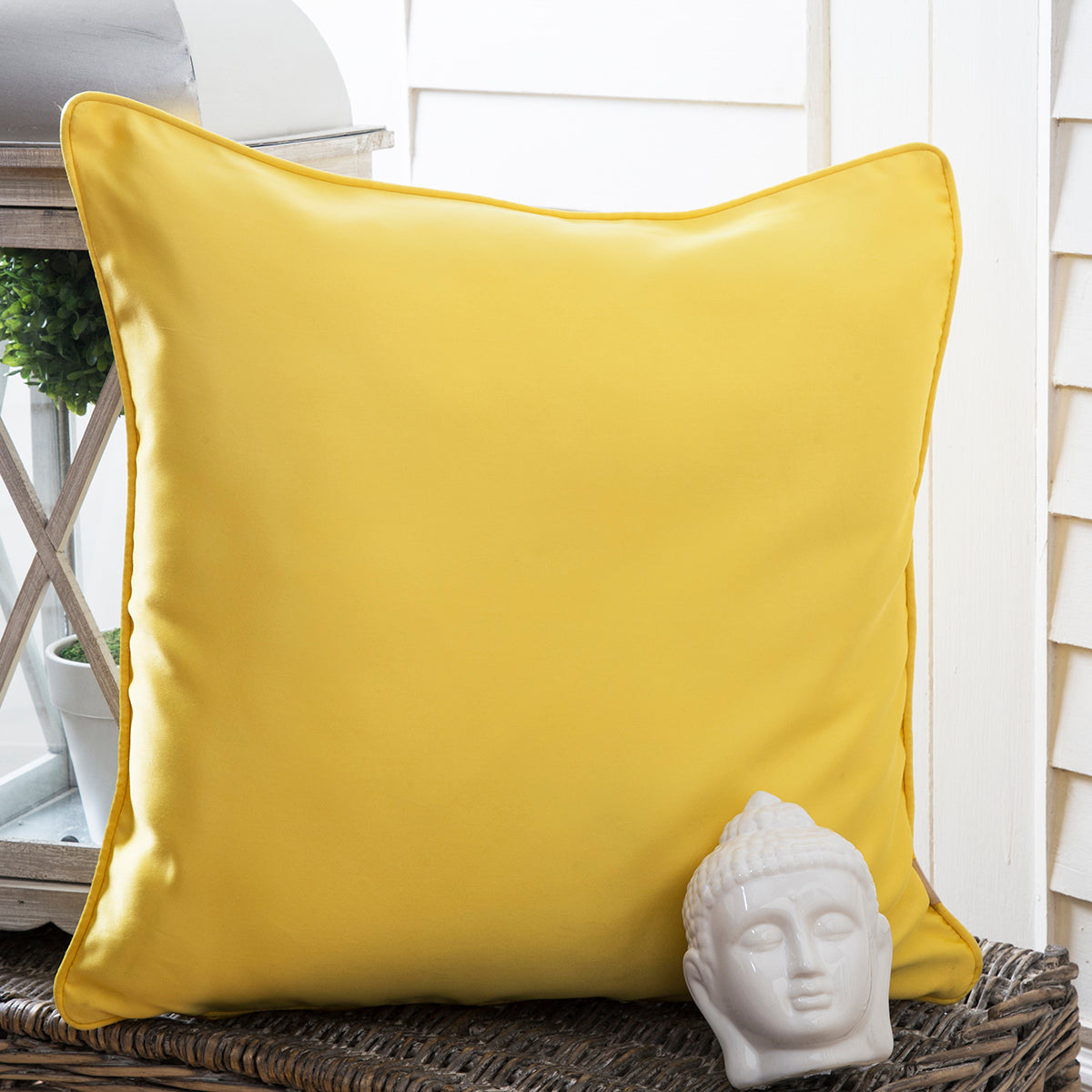 Maspar Solid Polyester Satin Cushion Cover Yellow