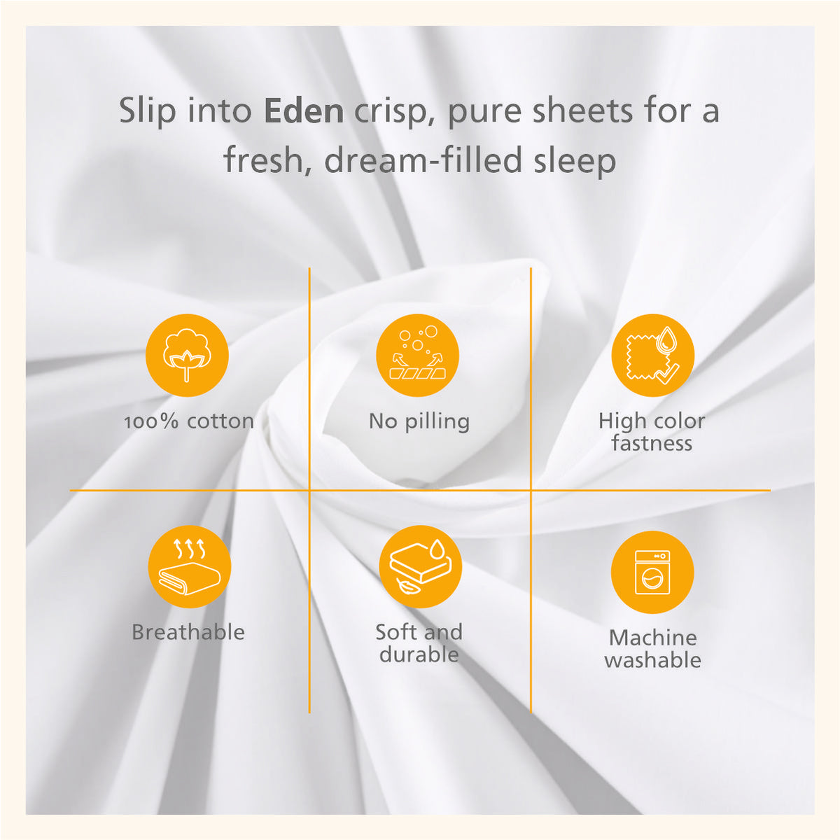 Eden Crisp & Light Weight 100% Cotton Solid Beige Bed Sheet with Pillow Case