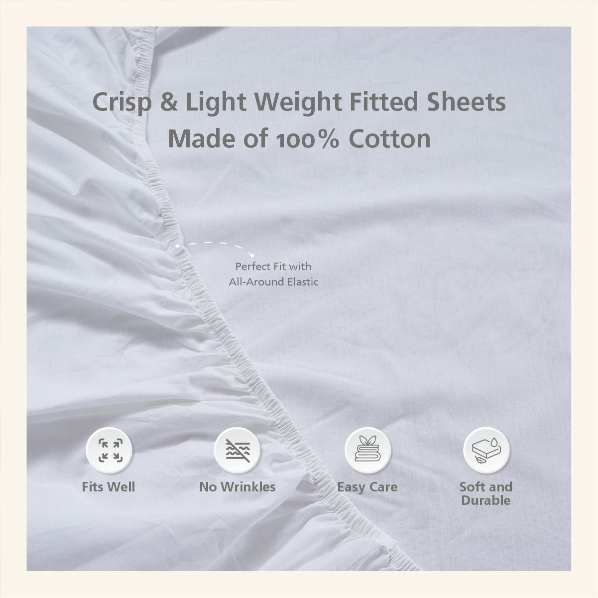 Eden Crisp & Light Weight 100% Cotton Solid White Fitted Sheet