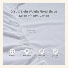 Eden Crisp & Light Weight 100% Cotton Solid White Fitted Sheet