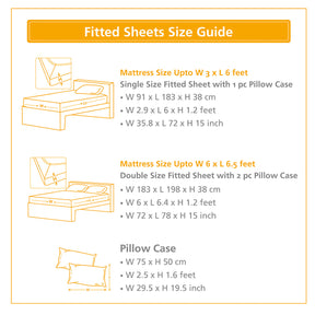 Fitted Sheet with Pillow Case size guide