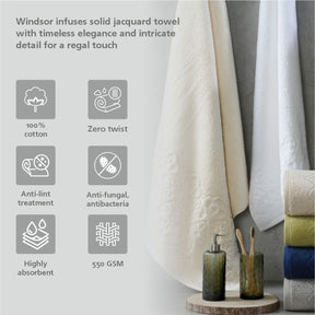 Windsor Antimicrobial Antifungal Zero Twist Fluffy Luxurious Navy Blue Towel