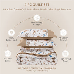 Quilt Set 4 Pcs Set Rosellea Heritage Garden Marzipan