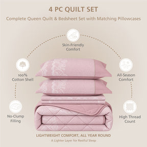 Quilt Set 4 Pcs Set Filigree Heritage Garden Woodrose