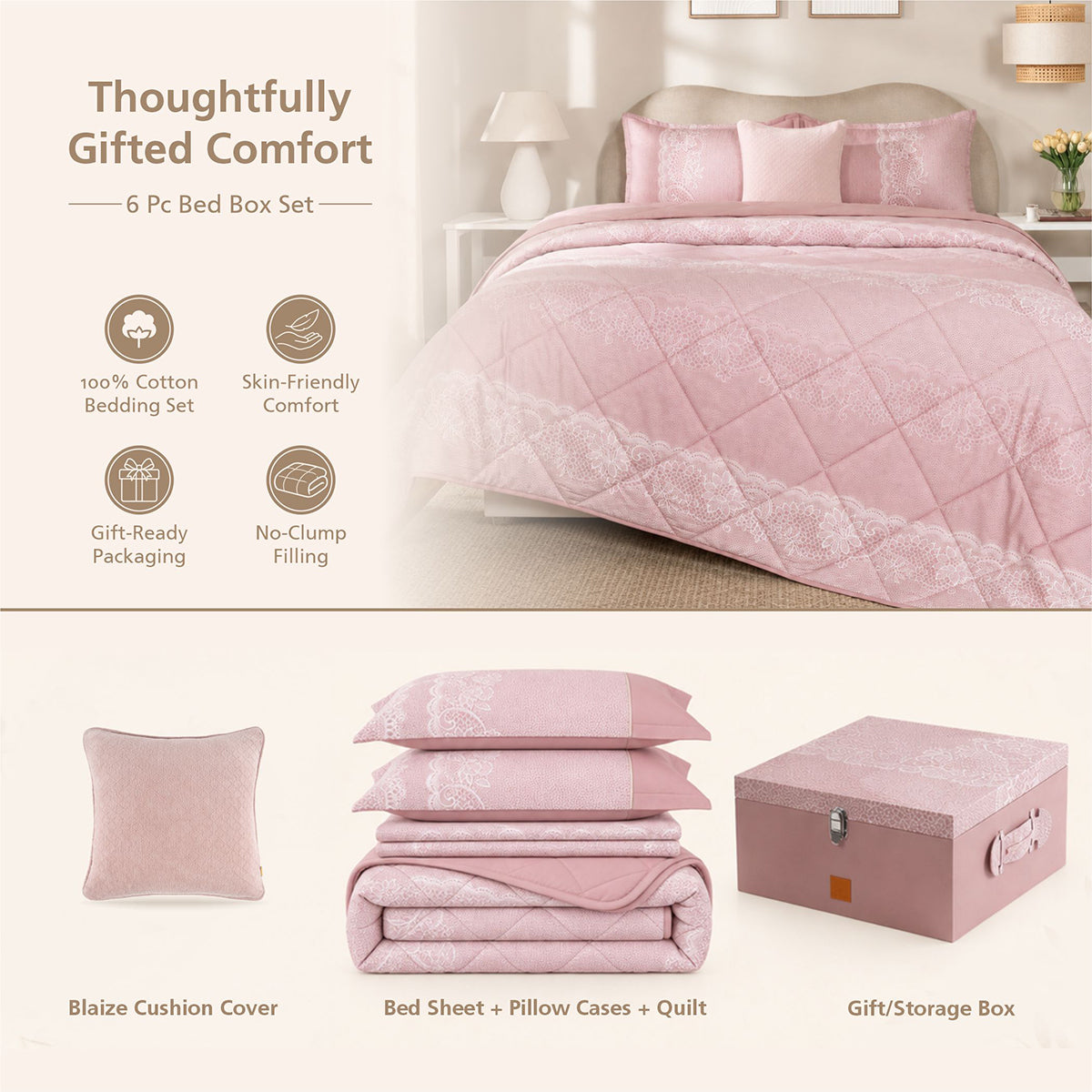 Bed Box Set 6 Pcs Set Filigree Heritage Garden Woodrose