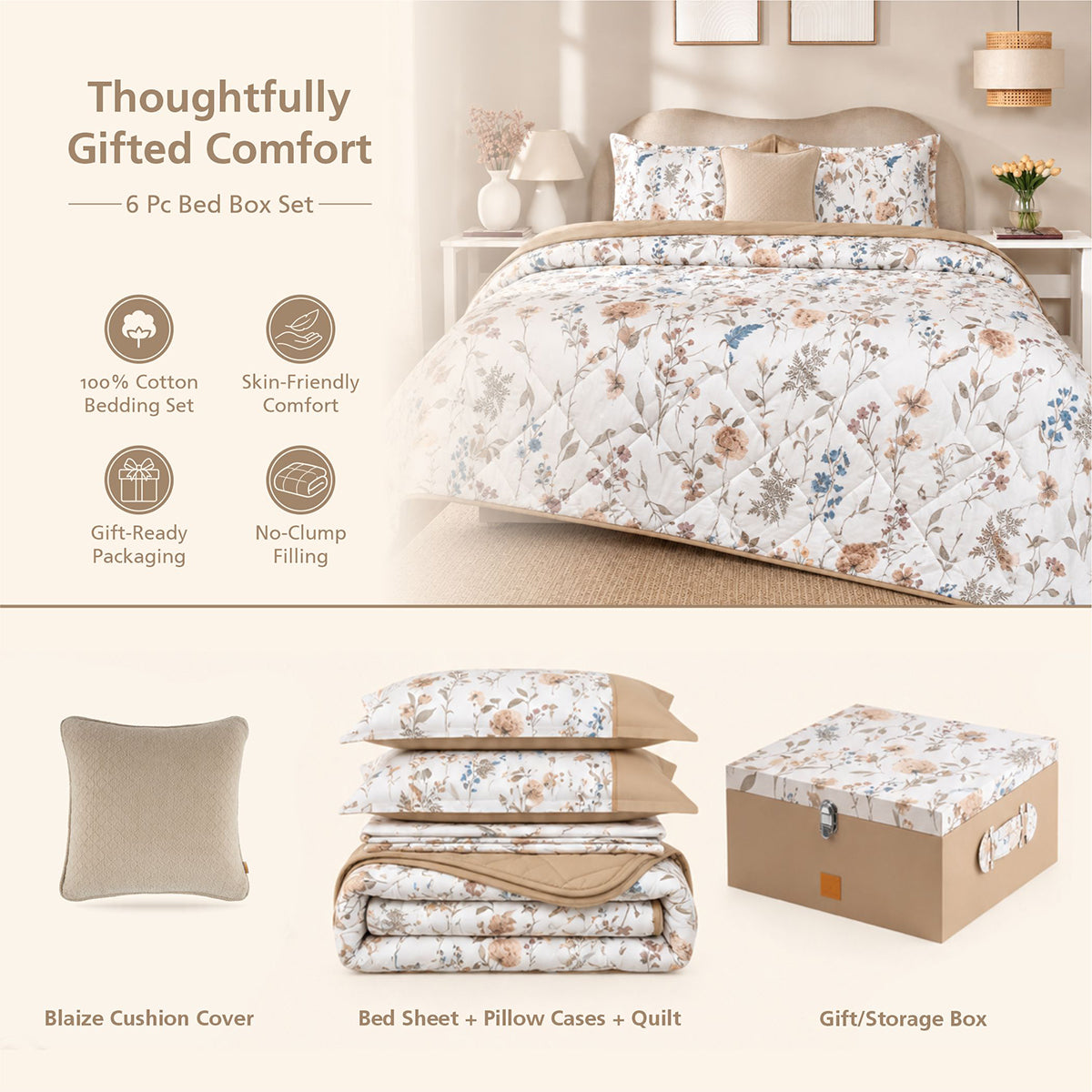 Bed Box Set 6 Pcs Set Rosellea Heritage Garden Marzipan