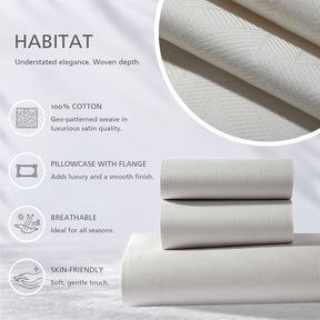 Bedsheet with Pillow Case Habitat 100% Cotton Jacquard Vanilla