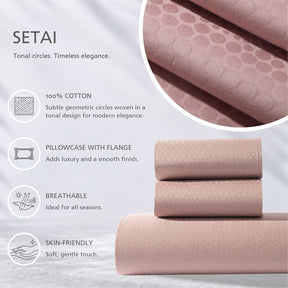Bedsheet with Pillow Case Setai 100% Cotton Jacquard Blush