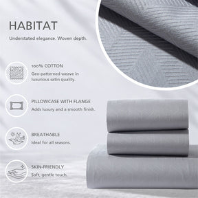 Bedsheet with Pillow Case Habitat 100% Cotton Jacquard Grey