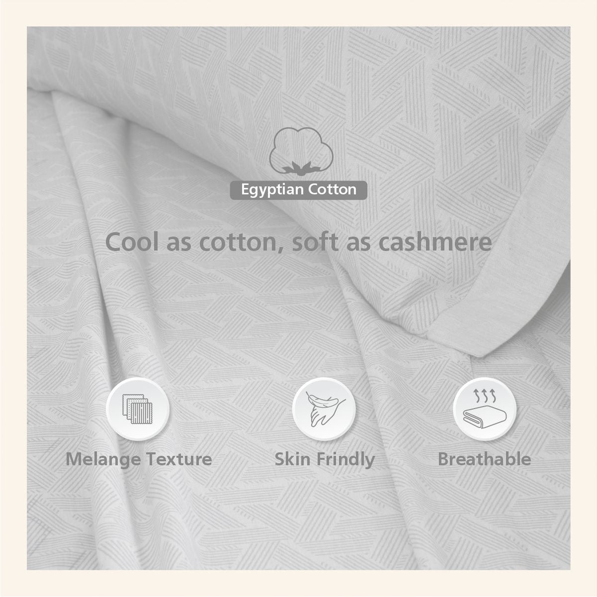 Inner City Made With Egyption Cotton Ultra Soft Grey Bed Sheet with Pillow Case