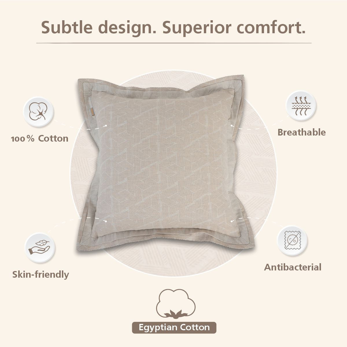 Inner City Made With Egyption Cotton Ultra Soft Grey Cushion Cover