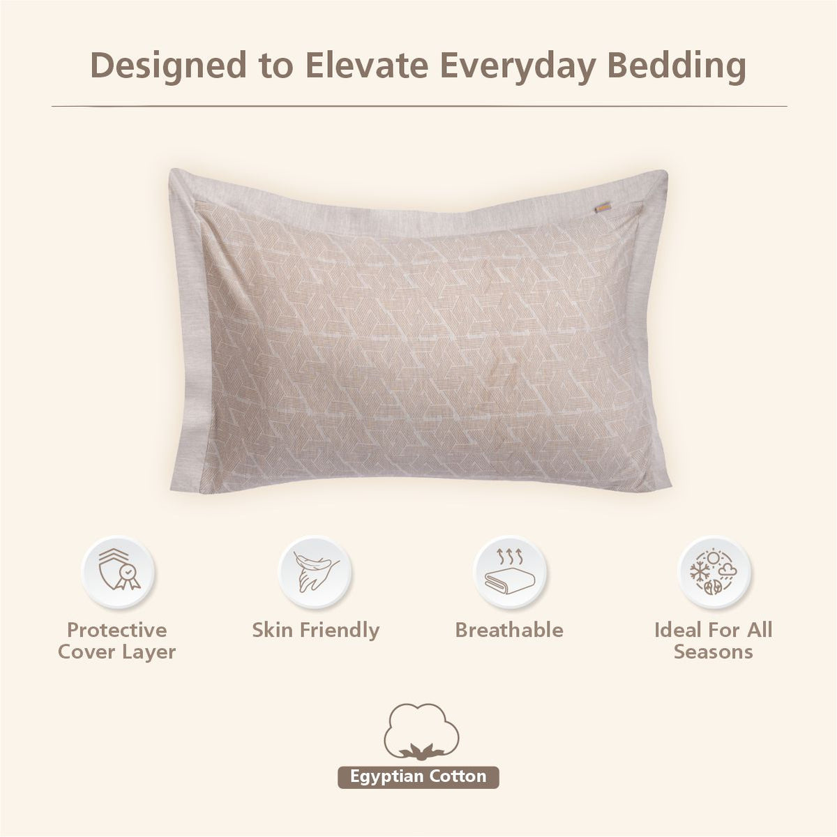 Inner City Made With Egyption Cotton Ultra Soft Beige Pillow Case Set