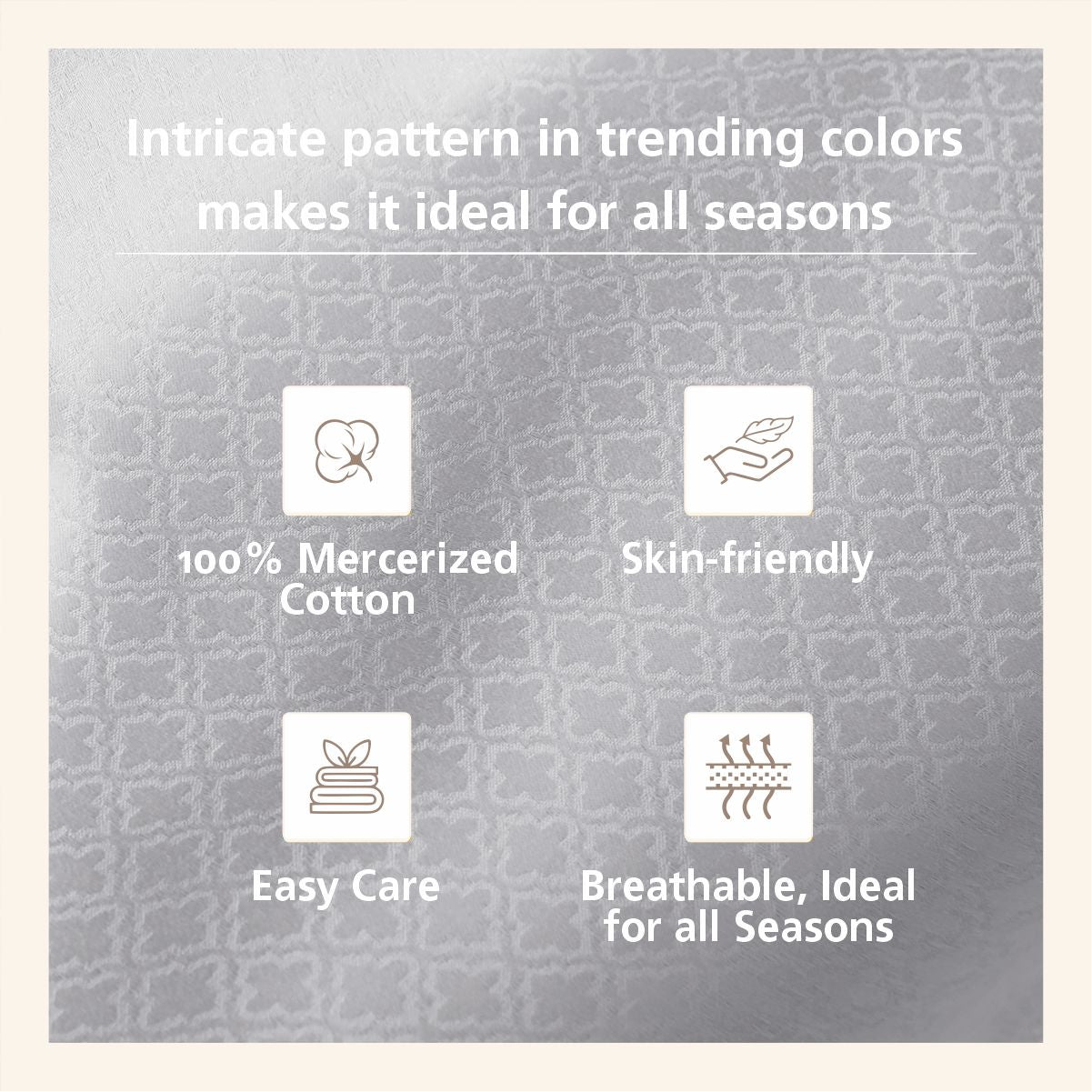 Isadora Self Jacquard Beige Bed Sheet with Pillow Case