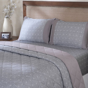 Hermosa Botanic Bloom Artisanal Aura Quilt Grey