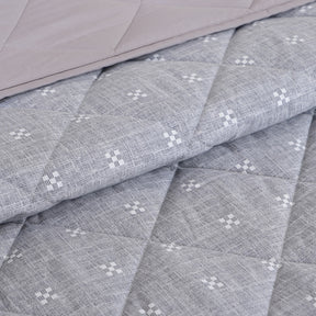 Hermosa Botanic Bloom Artisanal Aura 4Pcs Grey Quilt Set