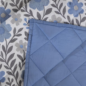 Hermosa Botanic Bloom Bloomscape 4Pcs Dusty Blue Quilt Set