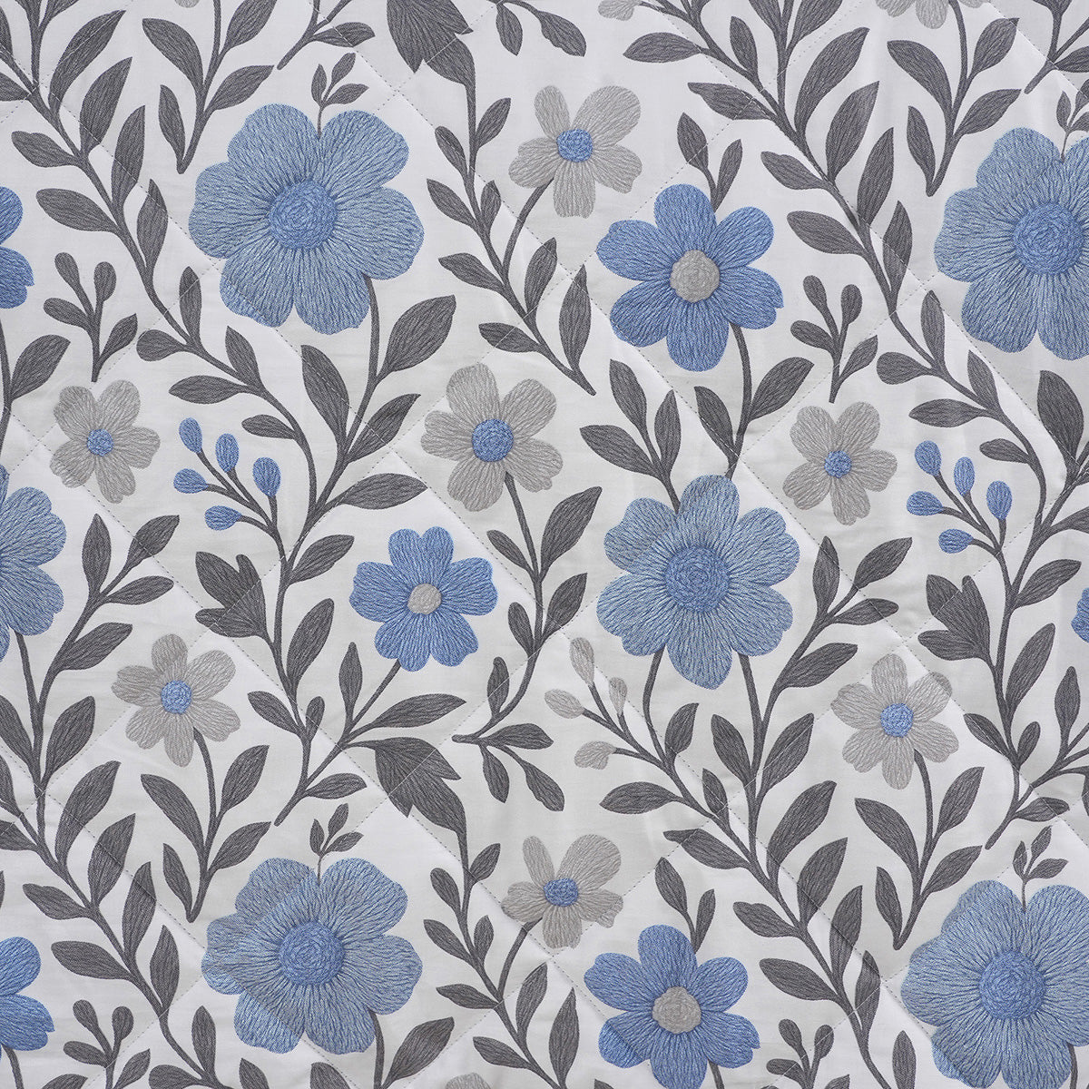 Hermosa Botanic Bloom Bloomscape 4Pcs Dusty Blue Quilt Set