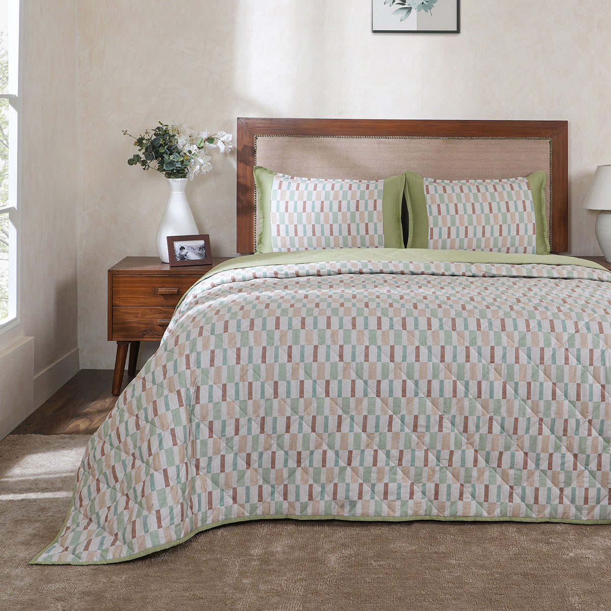 Hermosa Botanic Bloom Tactual 4Pcs Jadeite Quilt Set