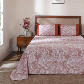 Hermosa Botanic Bloom Verlina 100% Cotton Printed Bedsheet with Pillow Case Rust