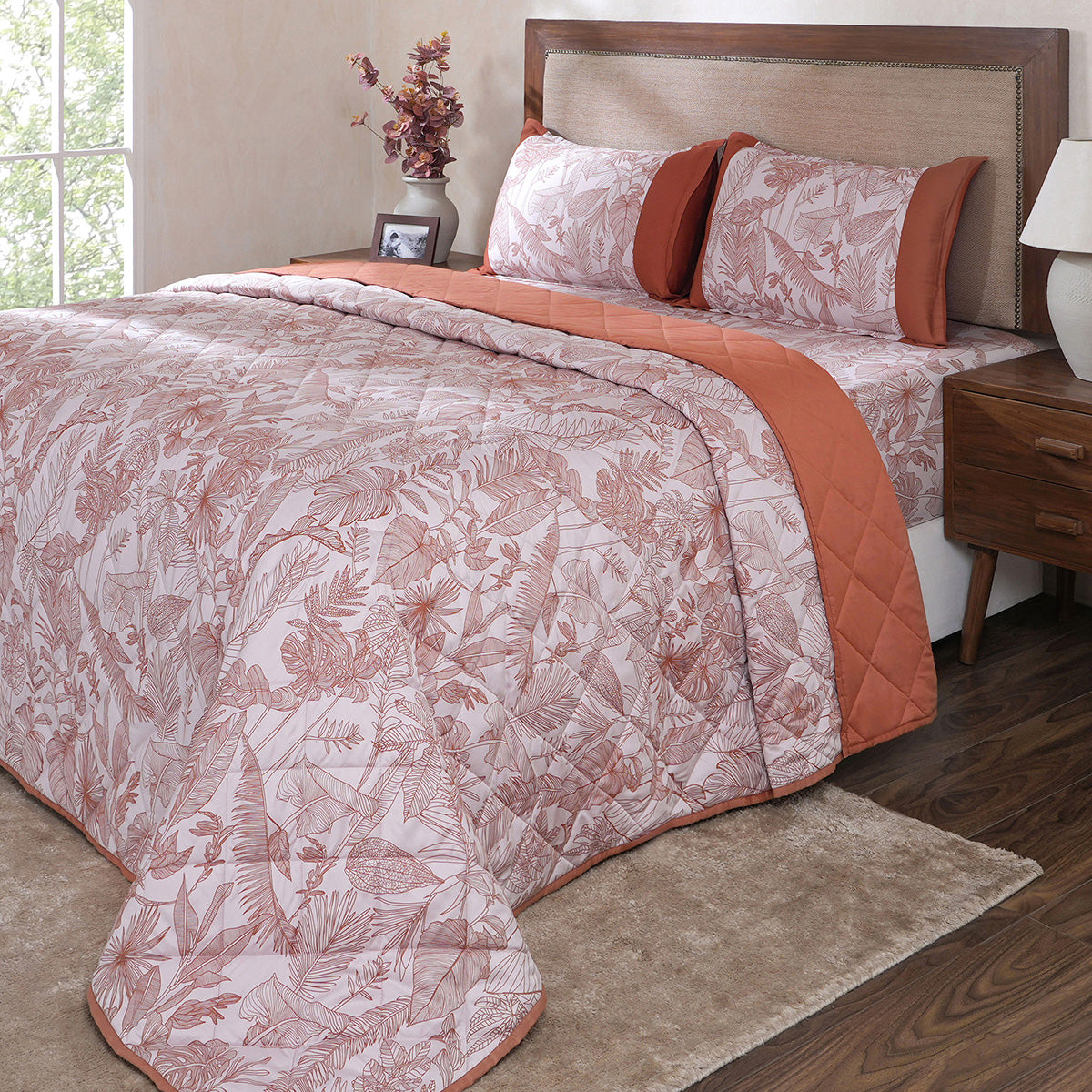 Hermosa Botanic Bloom Verlina 4Pcs Rust Quilt Set