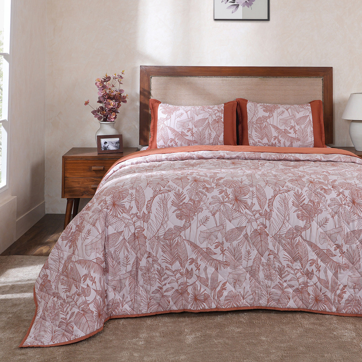 Hermosa Botanic Bloom Verlina 4Pcs Rust Quilt Set