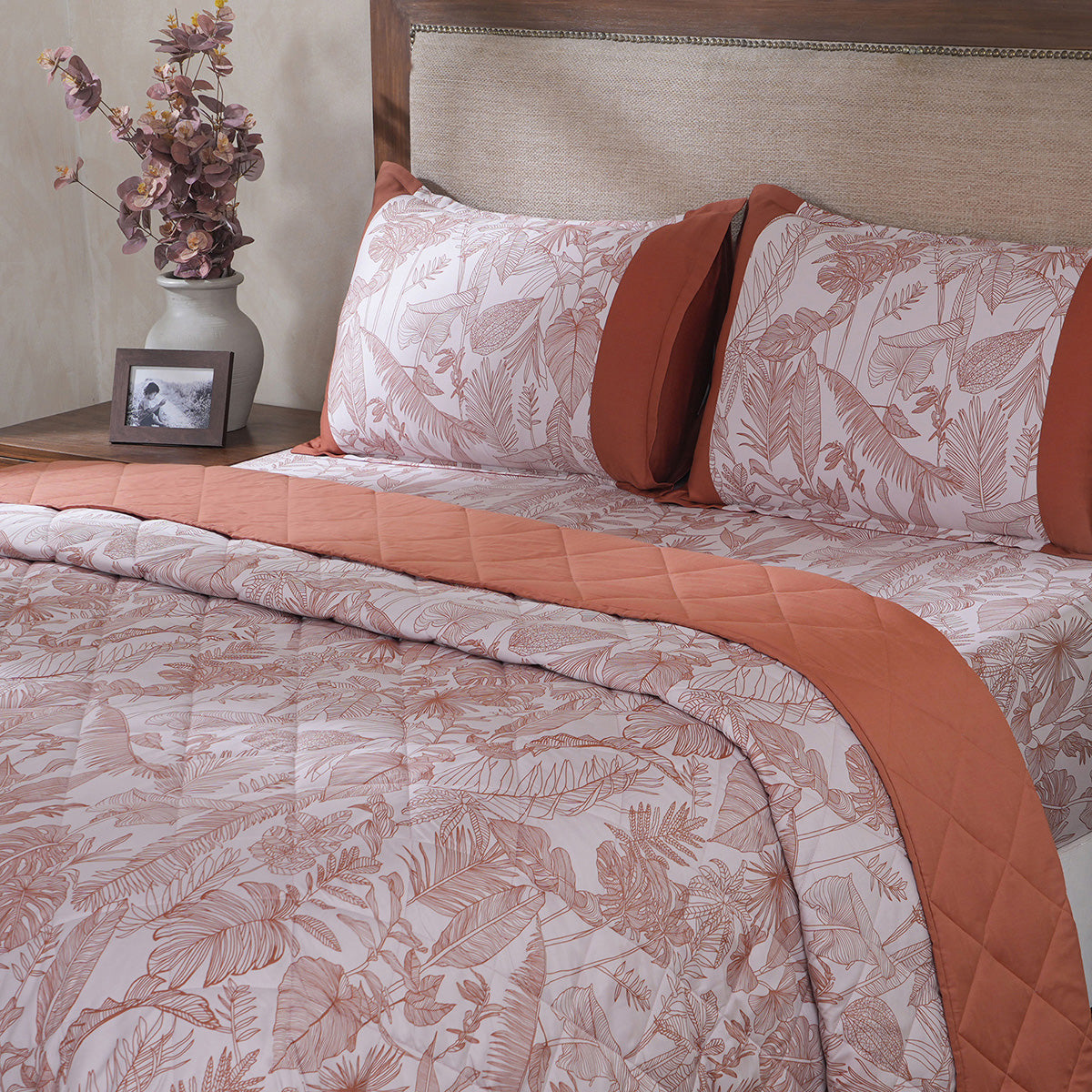 Hermosa Botanic Bloom Verlina 4Pcs Rust Quilt Set