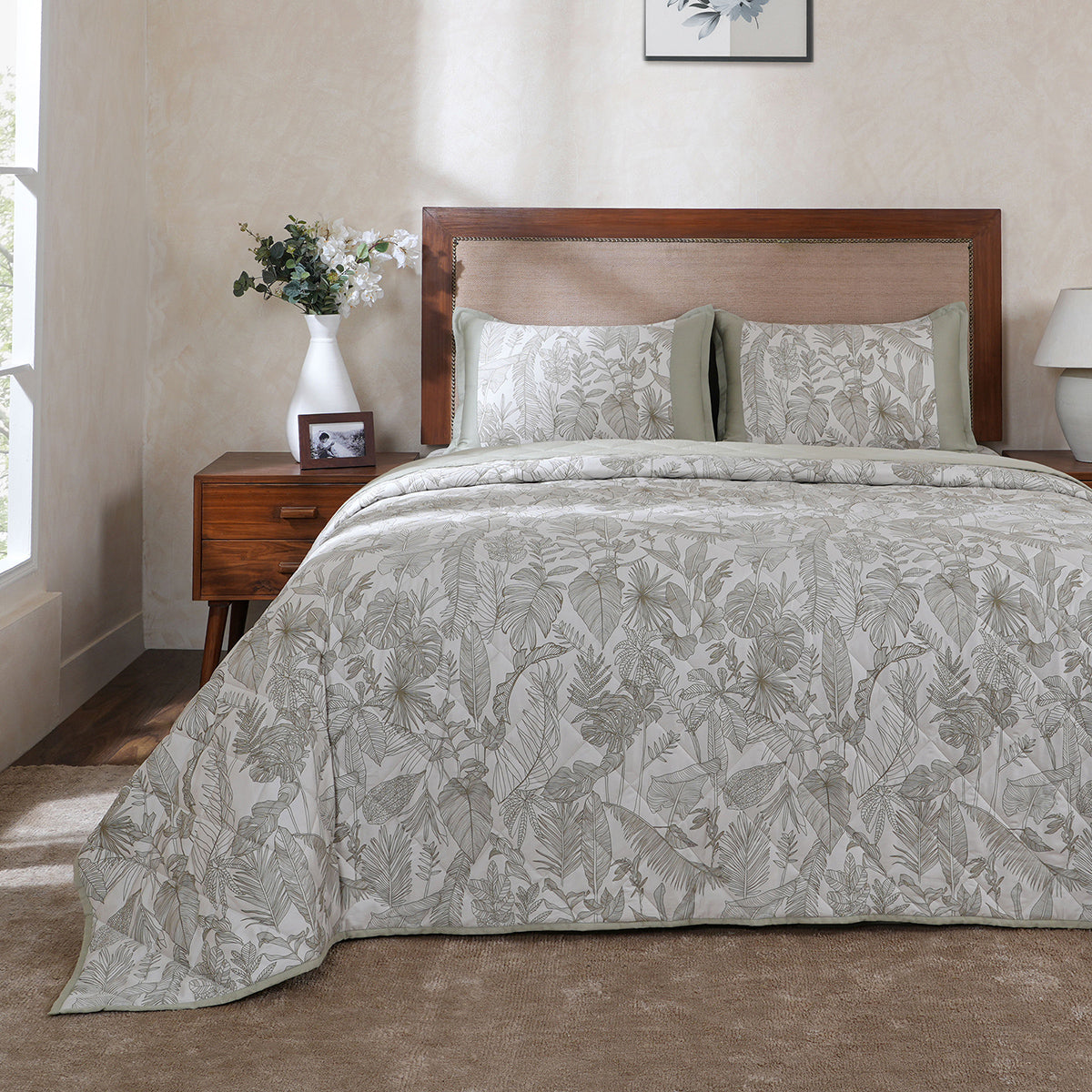 Hermosa Botanic Bloom Verlina 4Pcs Green Quilt Set