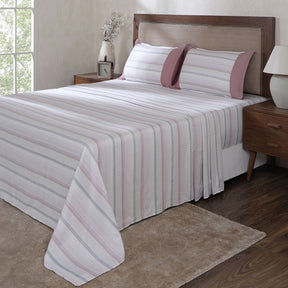 Hermosa Botanic Bloom Wovelle 100% Cotton Printed Bedsheet with Pillow Case Ash Rose