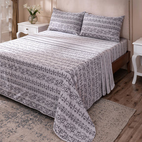 Ornamental Elegance Arablle 100% Cotton Bedsheet with Pillow Case Purple