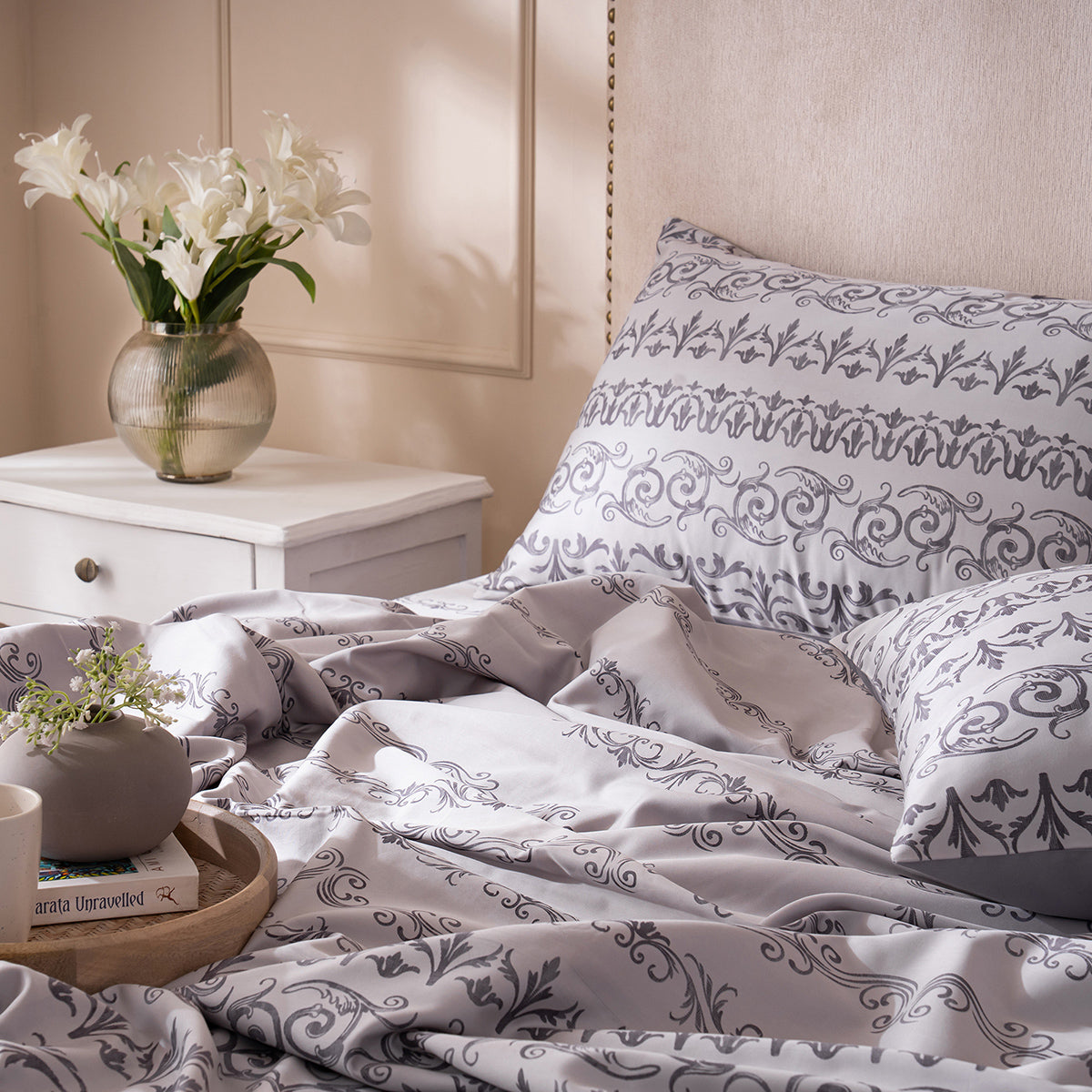 Ornamental Elegance Arablle 100% Cotton Bedsheet with Pillow Case Purple