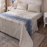 Ornamental Elegance Coronet 100% Cotton Bedsheet with Pillow Case Blue