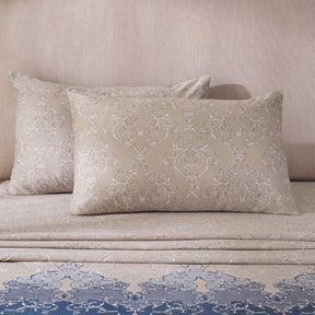 Ornamental Elegance Coronet 100% Cotton Bedsheet with Pillow Case Blue