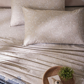 Ornamental Elegance Coronet 100% Cotton Bedsheet with Pillow Case Blue