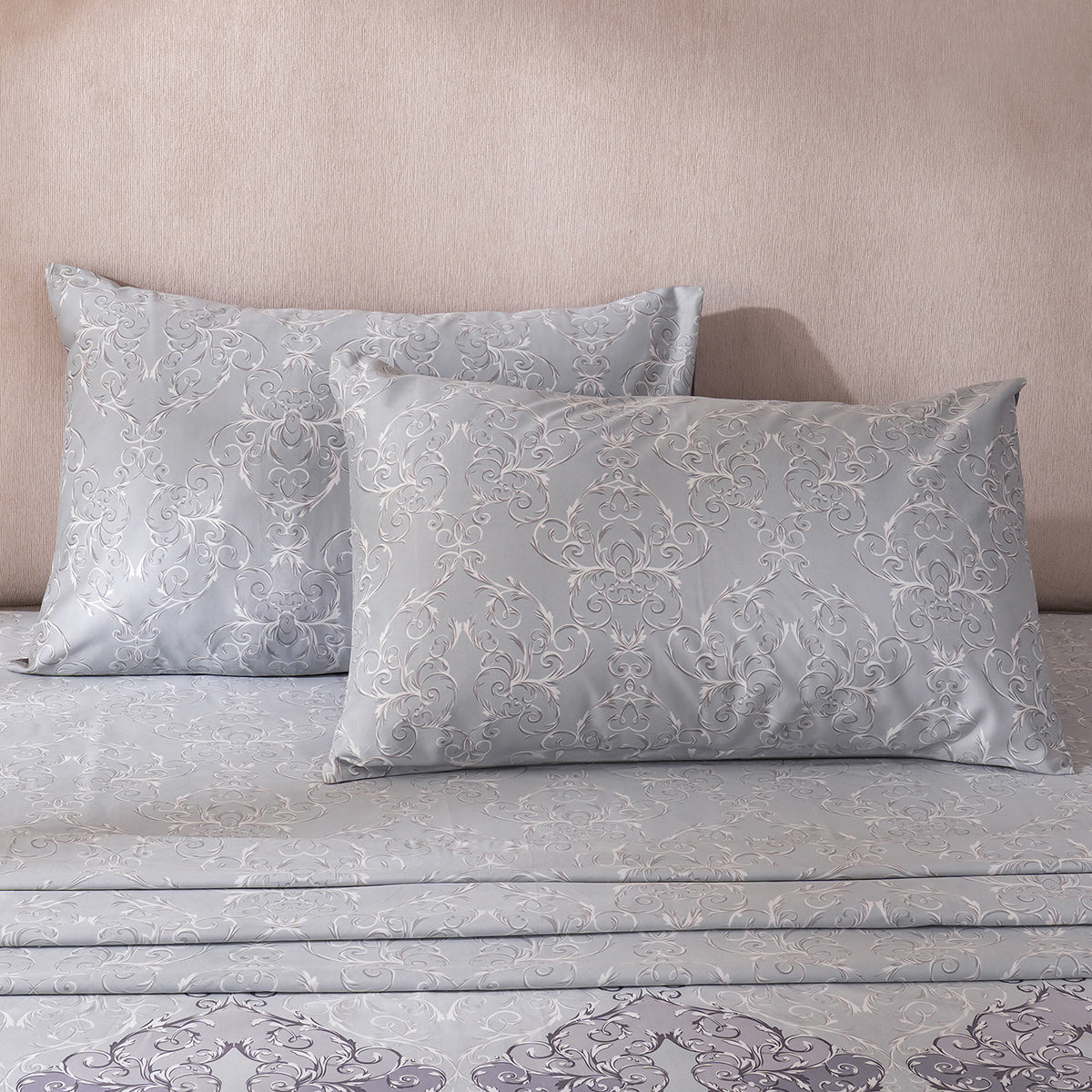 Ornamental Elegance Coronet 100% Cotton Bedsheet with Pillow Case Purple