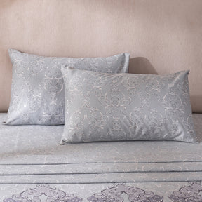 Ornamental Elegance Coronet 100% Cotton Bedsheet with Pillow Case Purple