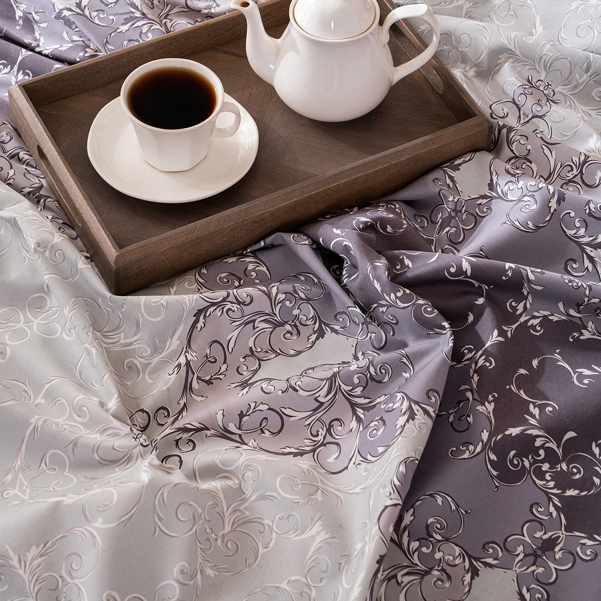 Ornamental Elegance Coronet 100% Cotton Bedsheet with Pillow Case Purple