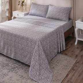 Ornamental Elegance Splendid 100% Cotton Bedsheet with Pillow Case Purple