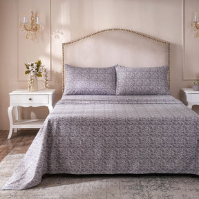 Ornamental Elegance Splendid 100% Cotton Bedsheet with Pillow Case Purple