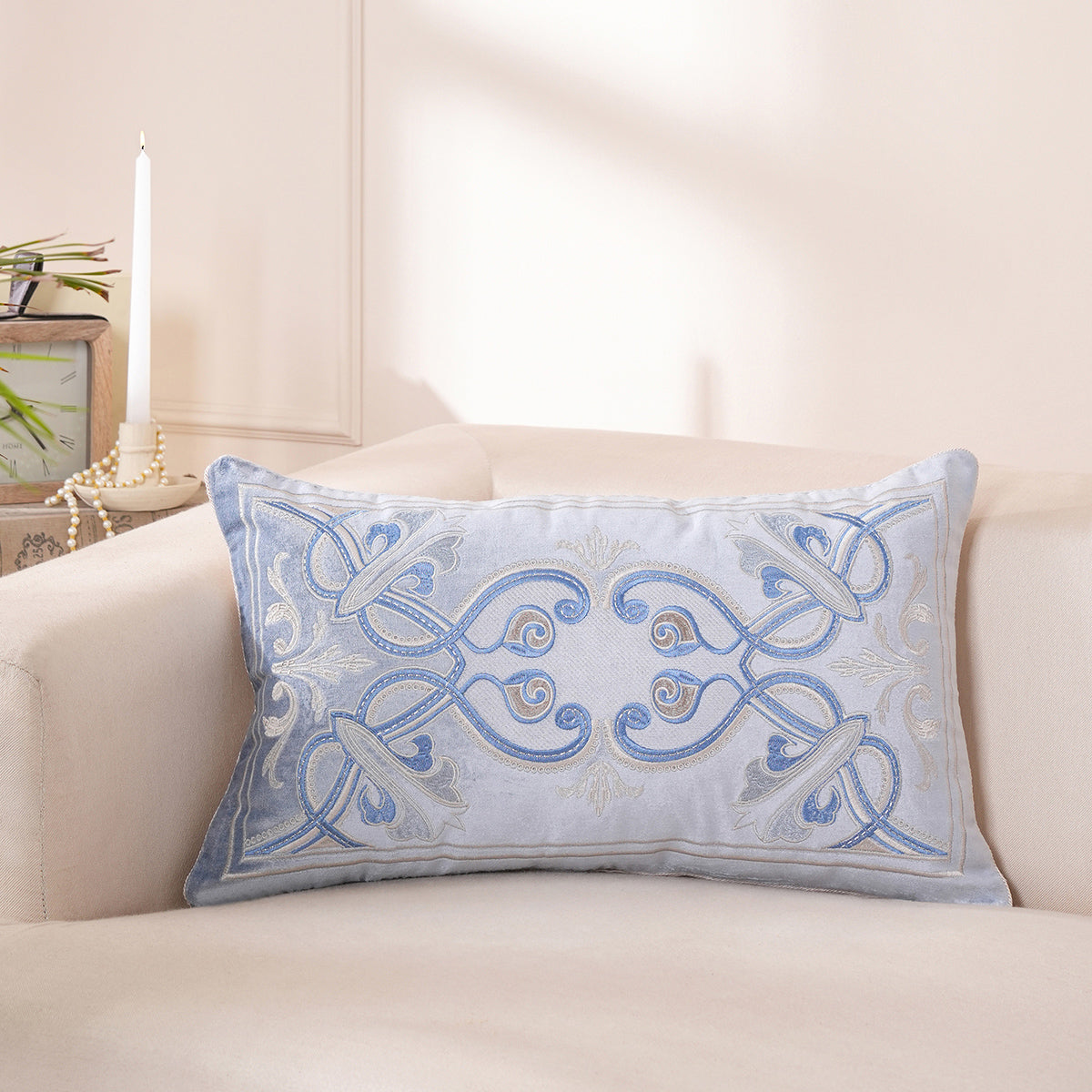 Ornamental Elegance Aurelian Cushion Cover Blue