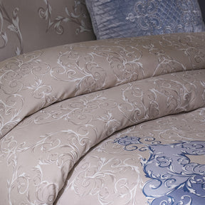 Ornamental Elegance Coronet 100% Cotton Duvet Cover with Pillow Case Blue