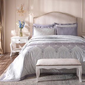 Ornamental Elegance Coronet 100% Cotton Duvet Cover with Pillow Case Purple