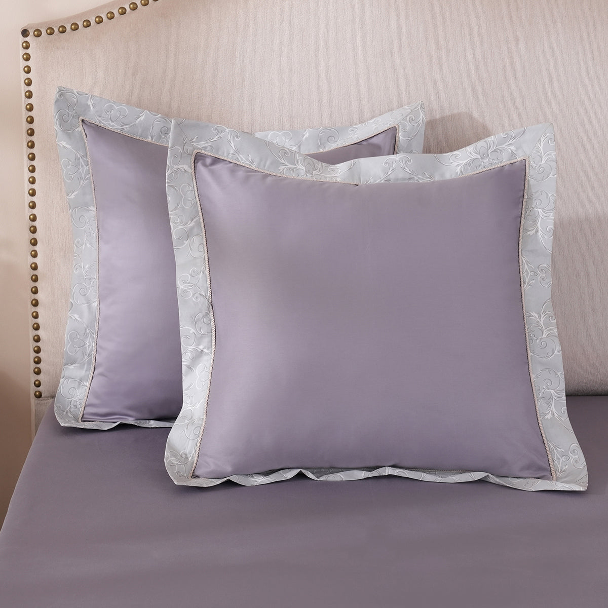 Ornamental Elegance Coronet 100% Cotton Pillow Case Euro Set Purple