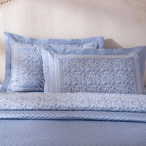 Ornamental Elegance Splendid Fabric-100% Cotton, Filling-100% Polyester Pillow Sham Set Blue