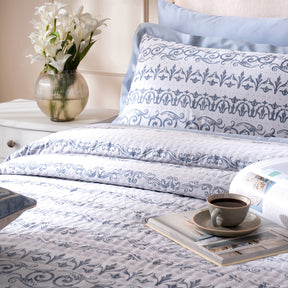 Ornamental Elegance Arabelle Quilt/Quilted Bed Cover Blue